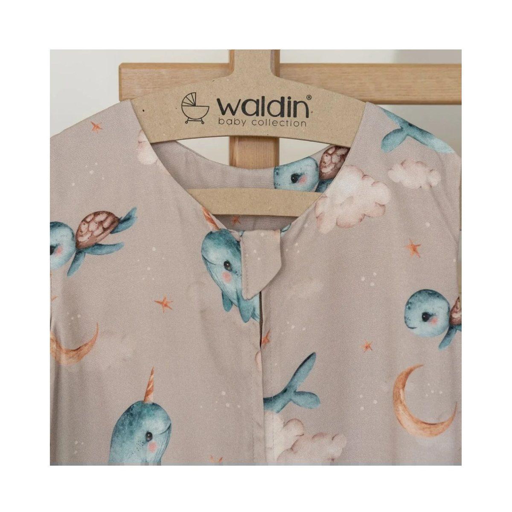Voir la diapositive 5 : WALDIN Gigoteuse en bambou 50 × 90 cm 0,5 TOG - taille M - motif baleine, beige foncé