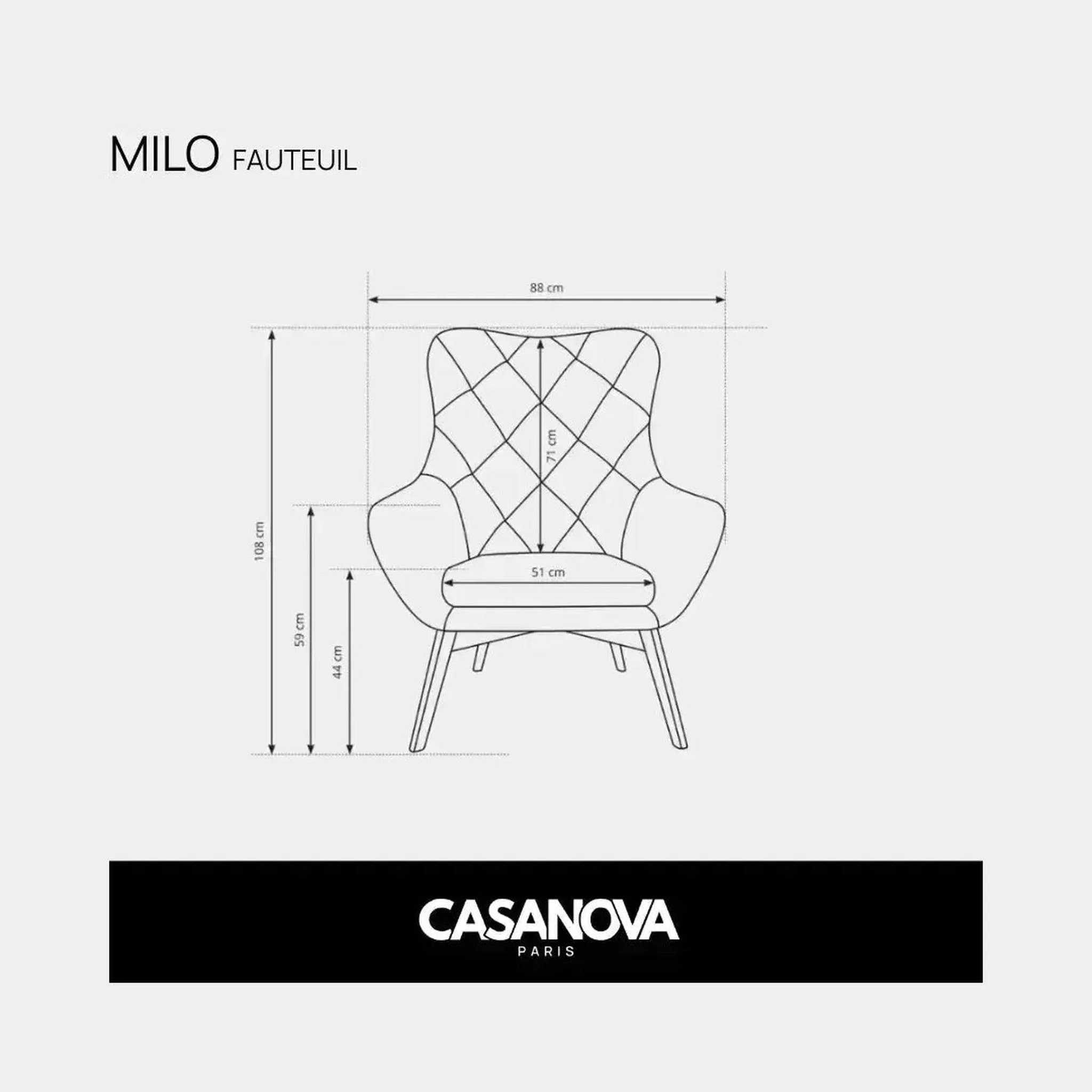 Voir la diapositive 3 : CASANOVA PARIS Milo - fauteuil en tissu chiné