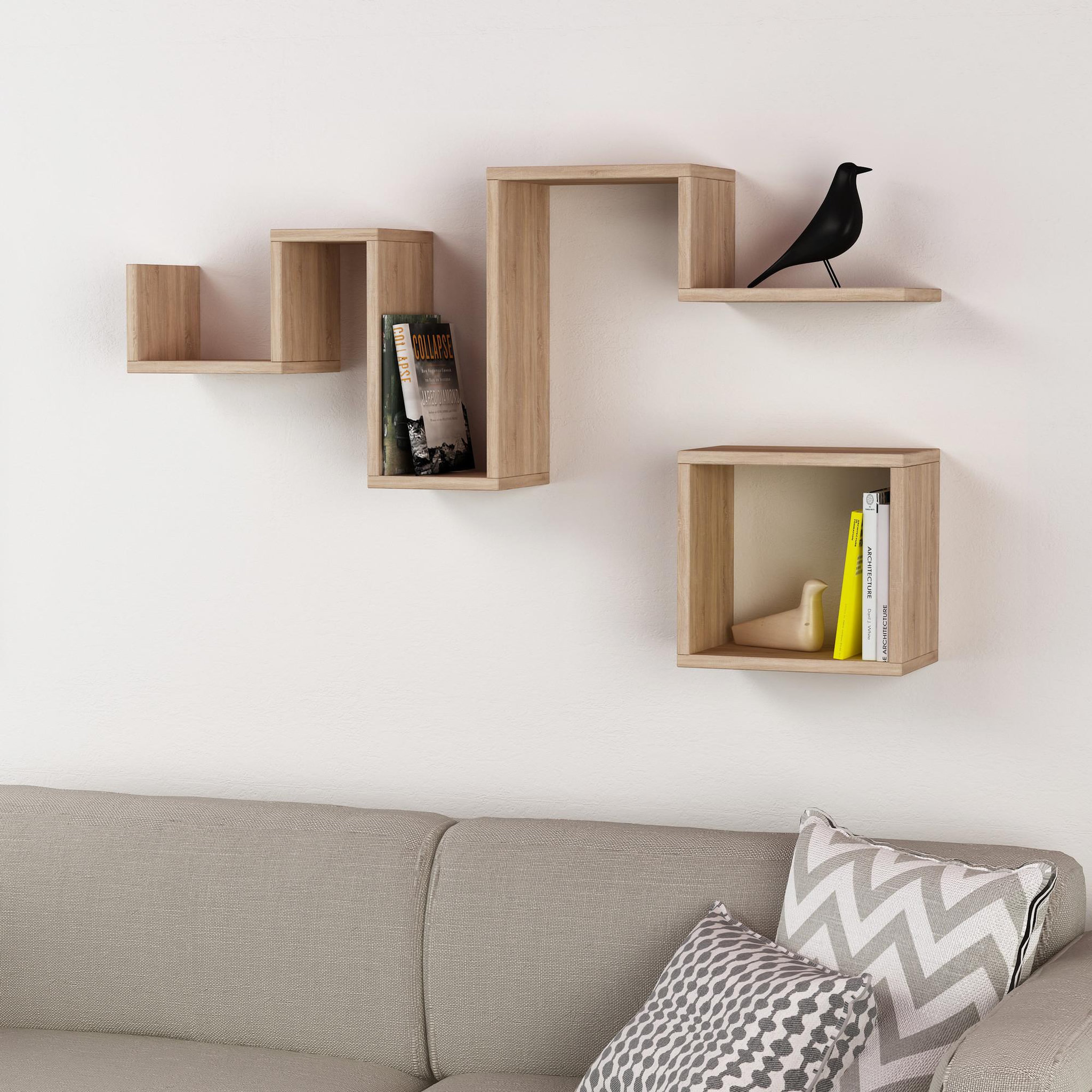 Voir la diapositive 2 : Habitat et Jardin Étagère murale en bois  follow  - 116 x 20 x 45 cm - marron