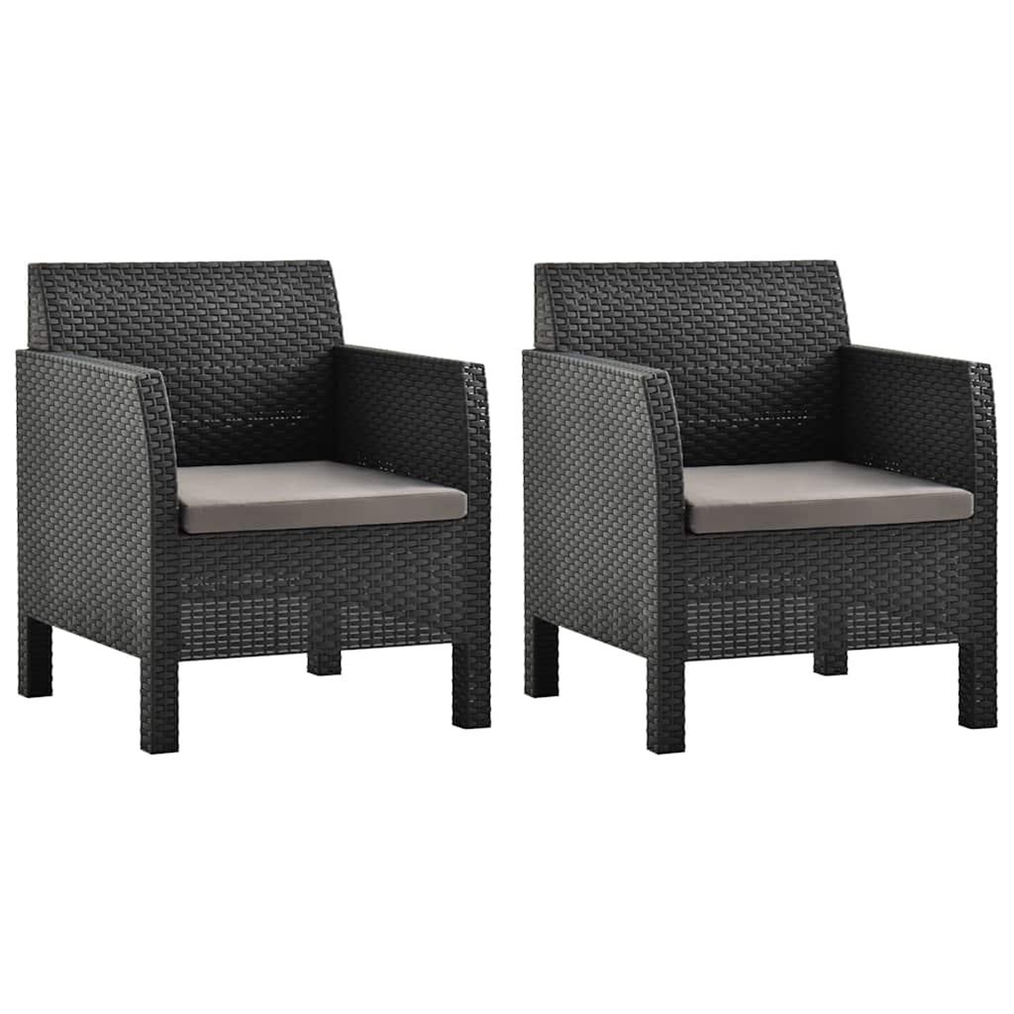 VIDAXL Chaises de jardin avec coussins lot de 2 pp rotin anthracite