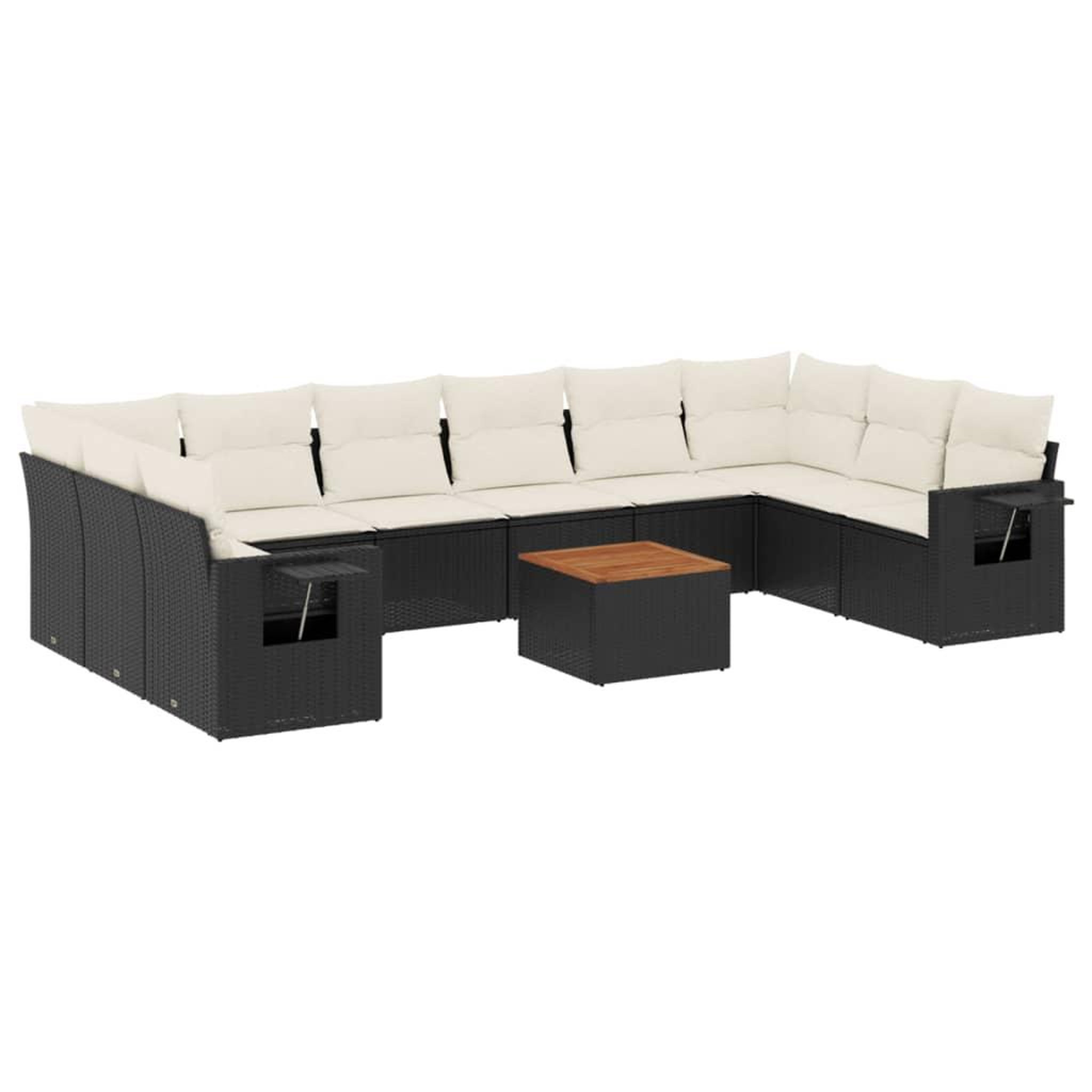 Voir la diapositive 2 : VIDAXL Salon de jardin 11 pcs avec coussins noir resine tressee
