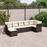 VIDAXL Salon de jardin avec coussins 7 pcs marron resine tressee