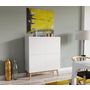 Voir la diapositive 1 : Argentier scandinave SNOW pieds en bois massif, 4 portes L100 cm 