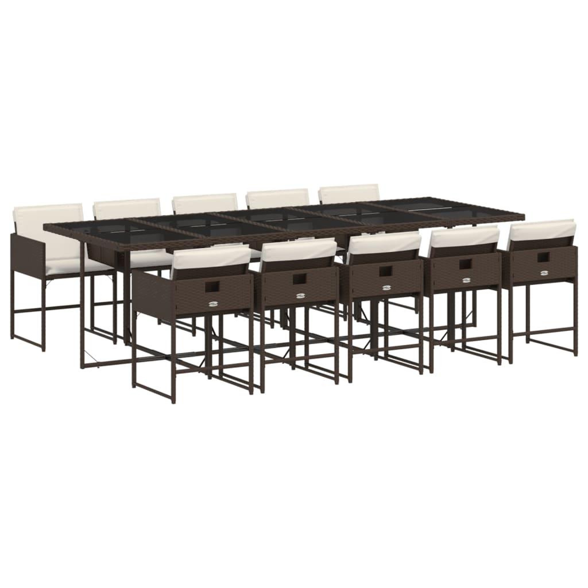 Voir la diapositive 2 : VIDAXL Ensemble a manger de jardin et coussins 11 pcs marron rotin