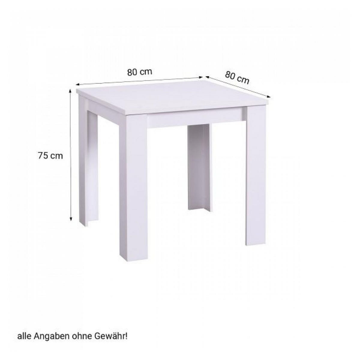 HomeStyle4U Table à Manger Moderne 80x80 cm Blanc pour 4 Personnes