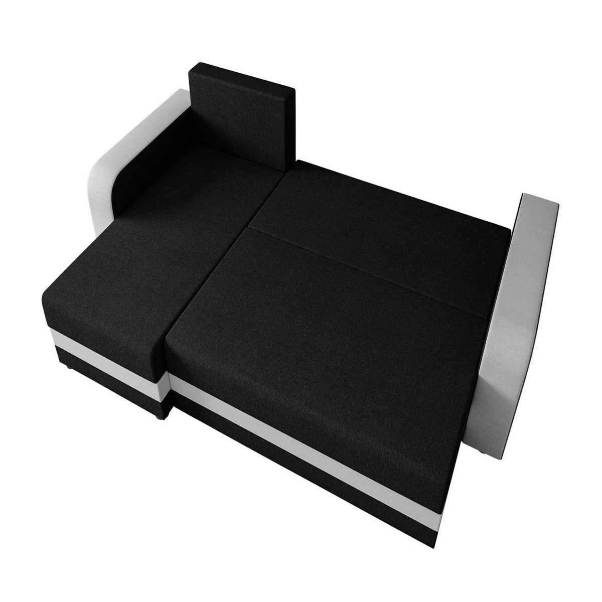 BEST MOBILIER Harvey - canapé d'angle réversible 4 places convertible avec coffre en tissu bicolore
