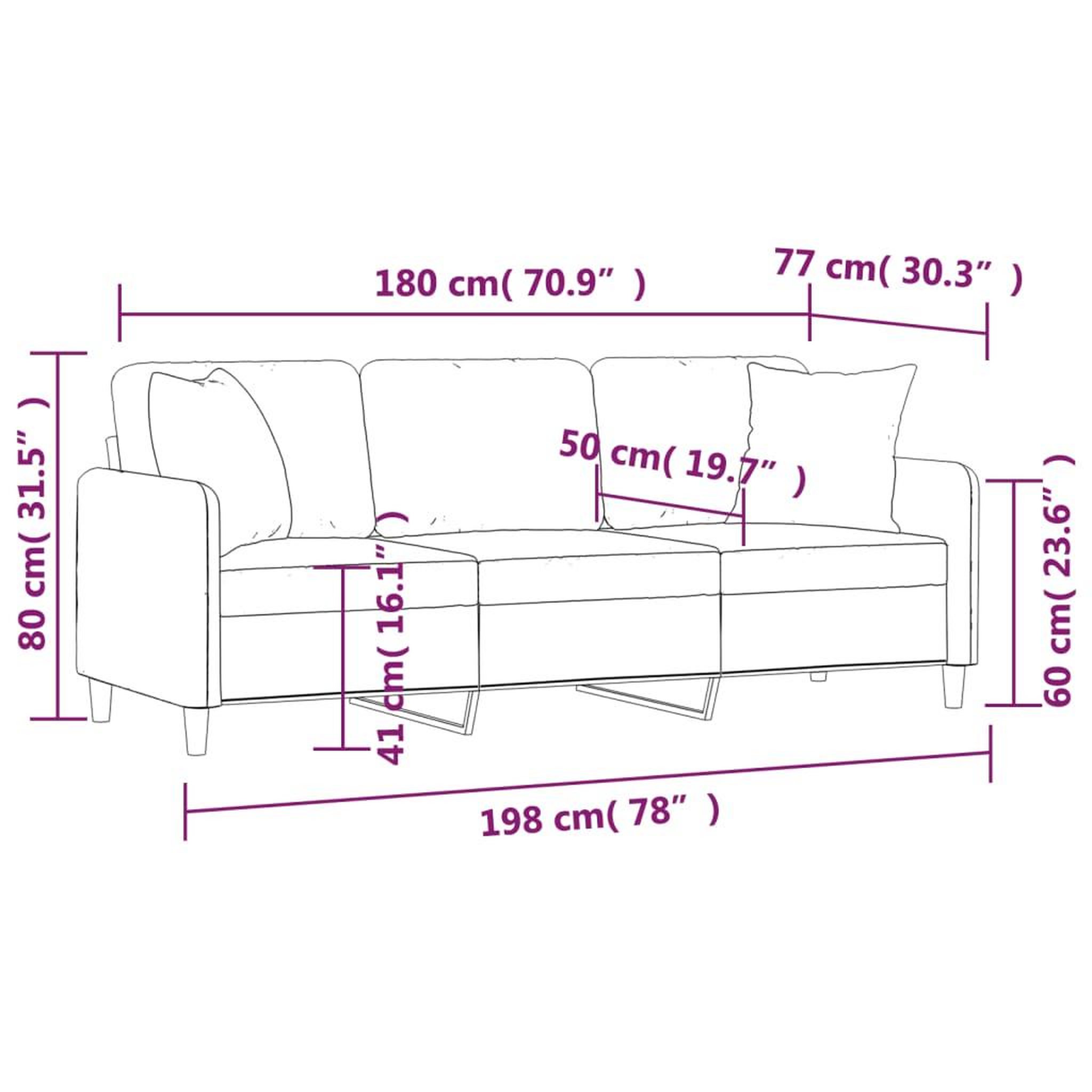 Voir la diapositive 6 : VIDAXL Canape 3 places avec oreillers decoratifs marron 180 cm tissu