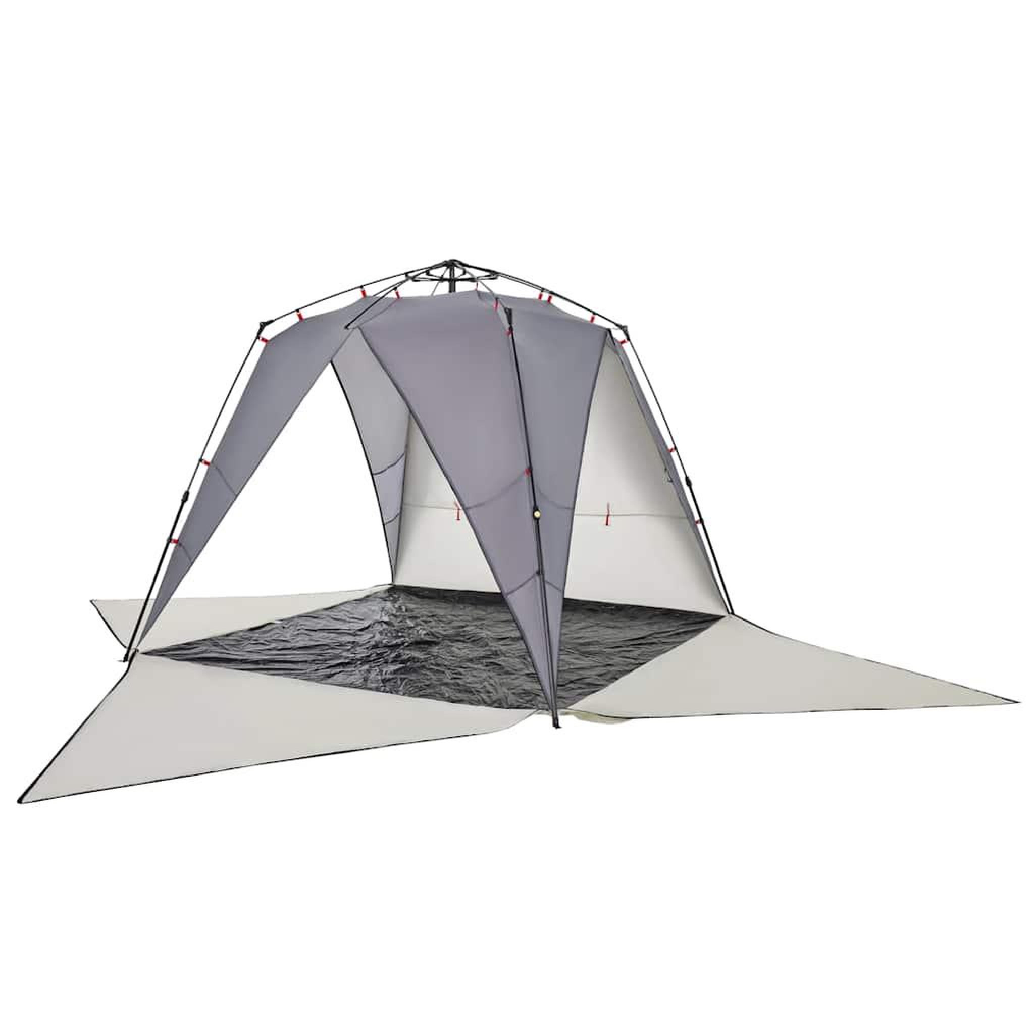 Voir la diapositive 5 : VIDAXL Tente de plage 4 personnes gris liberation rapide impermeable
