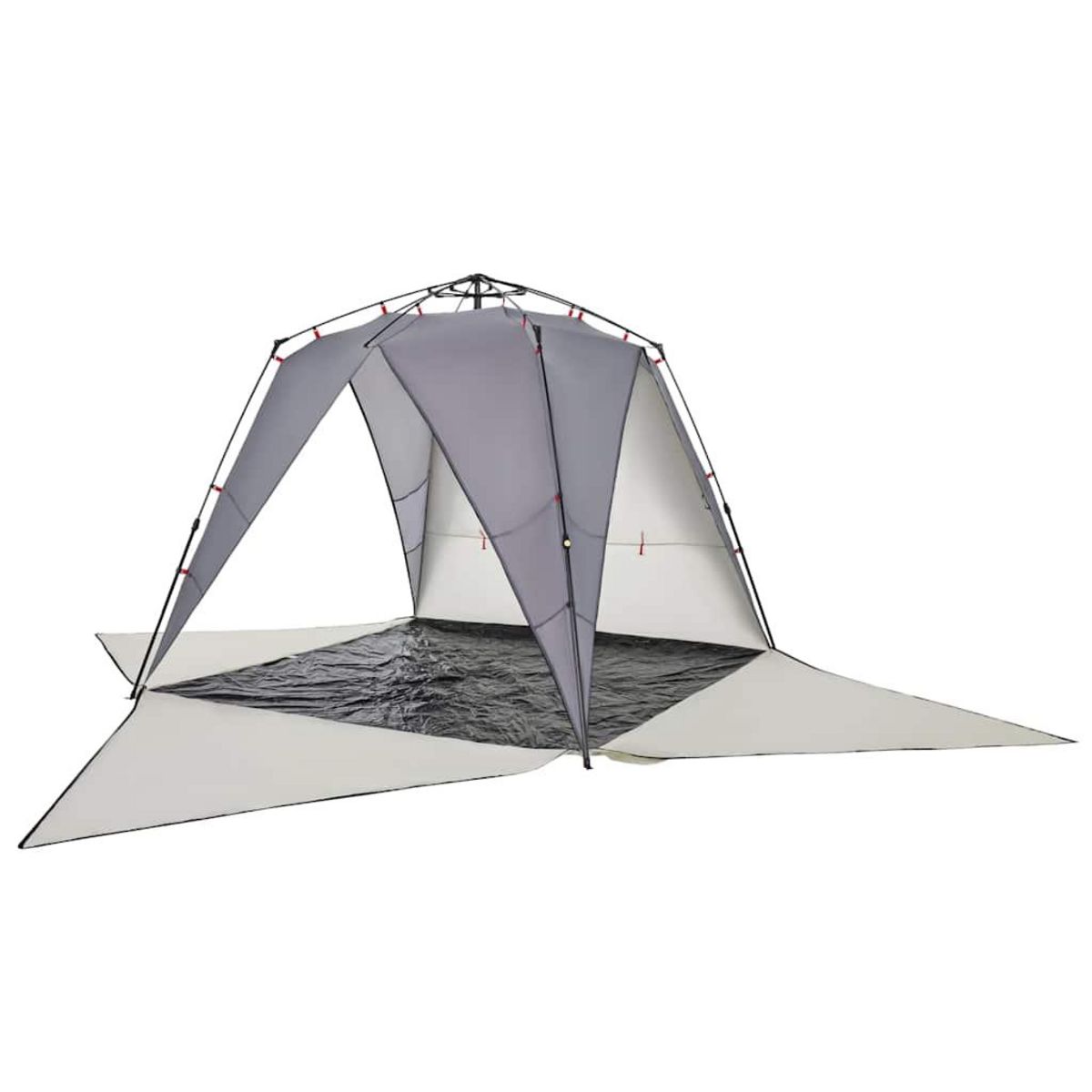 VIDAXL Tente de plage 4 personnes gris liberation rapide impermeable