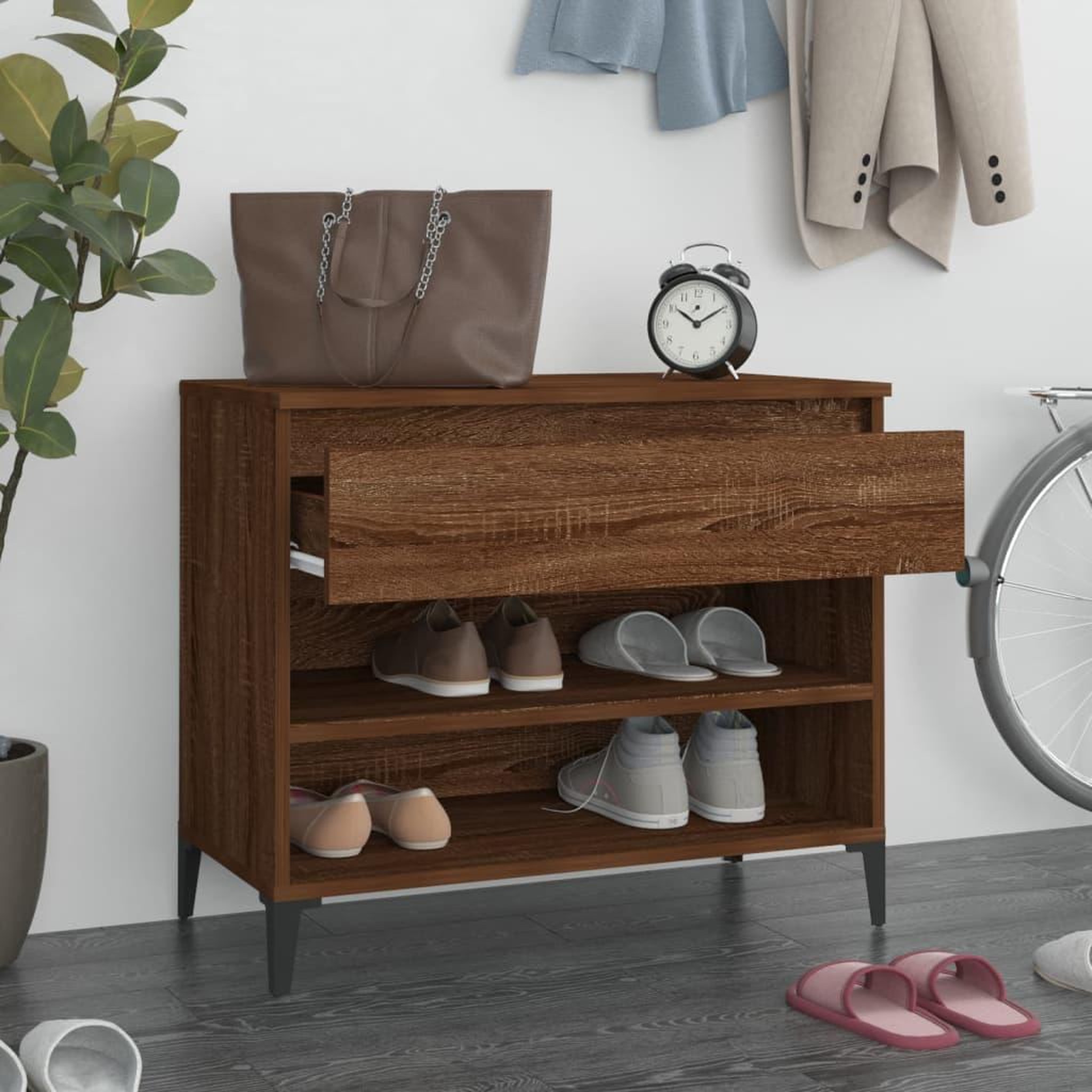 Voir la diapositive 3 : VIDAXL Armoire a chaussures Chene marron 70x36x60 cm Bois d'ingenierie