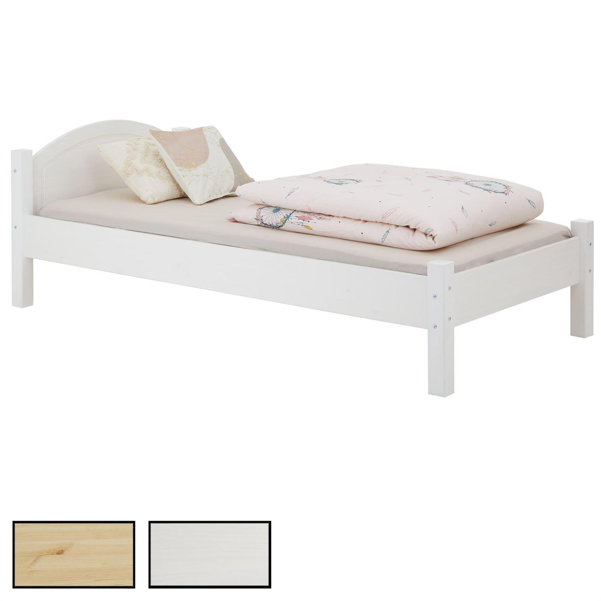 IDIMEX Lit simple en pin MARIE en bois. Coloris disponibles : Marron, Blanc