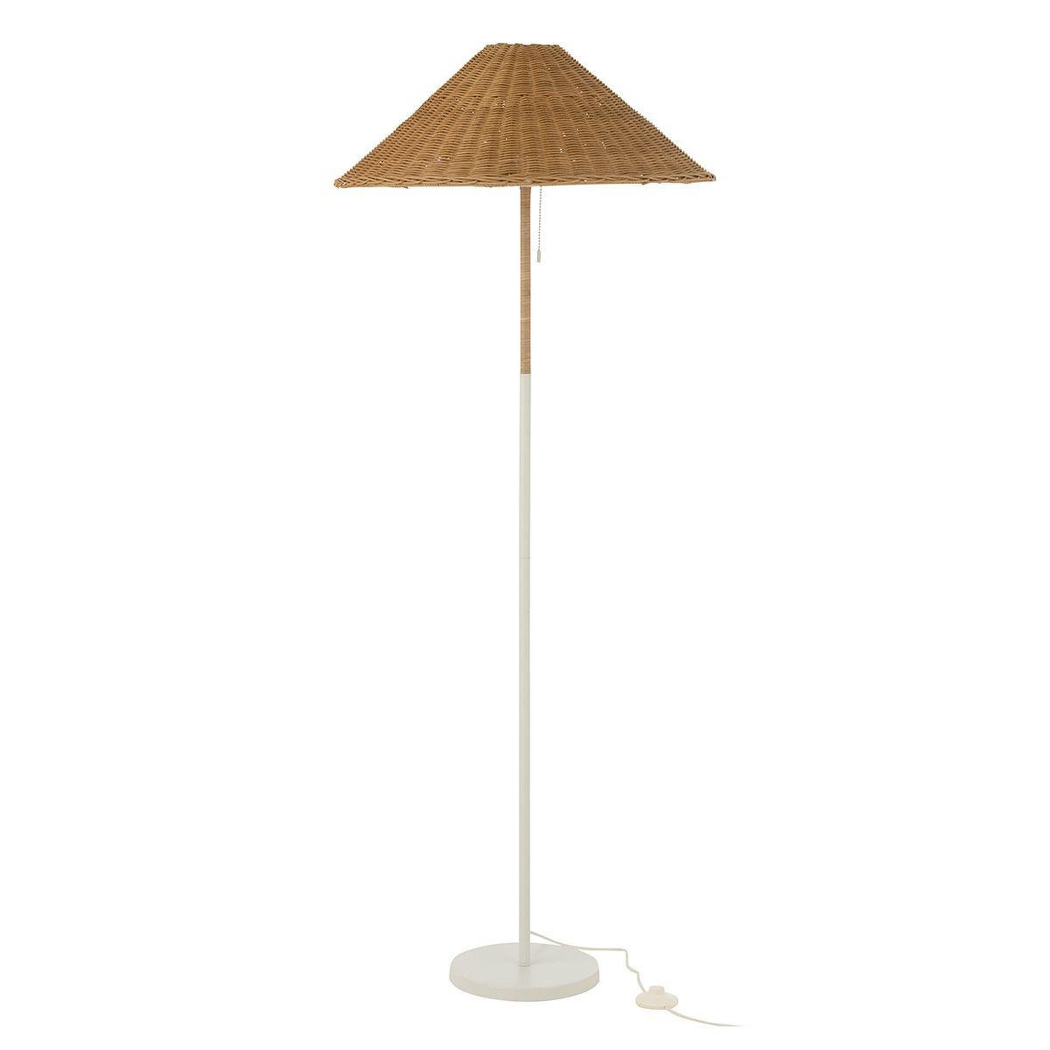 J-LINE Lampadaire en rotin  preston  154cm naturel & blanc