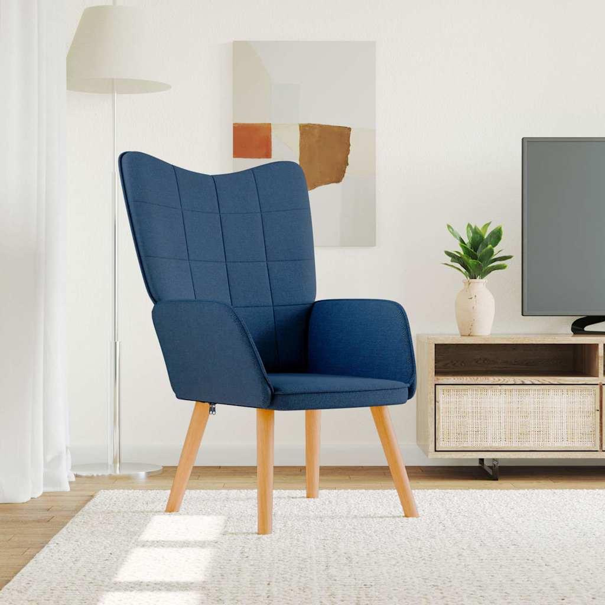 Voir la diapositive 1 : VIDAXL Chaise de relaxation Bleu Tissu