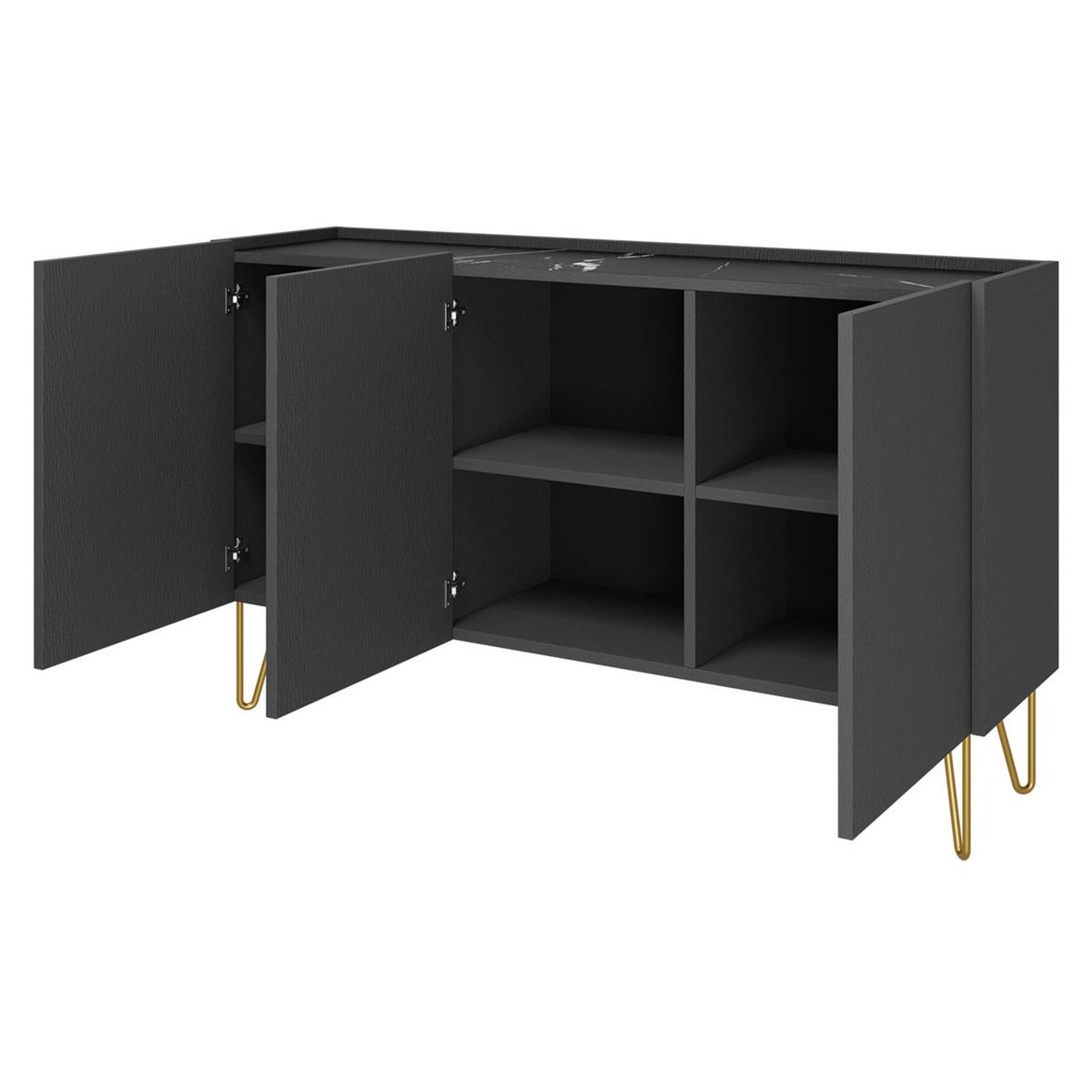 BEST MOBILIER Cali - buffet bas - effet marbre - 144 cm