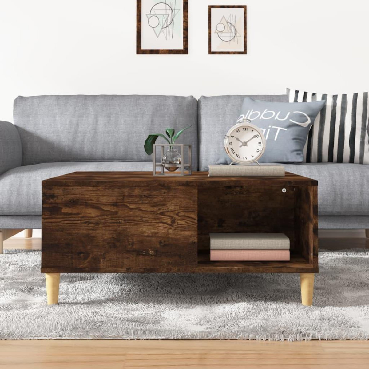 VIDAXL Table basse chene fume 80x80x36,5 cm bois d'ingenierie