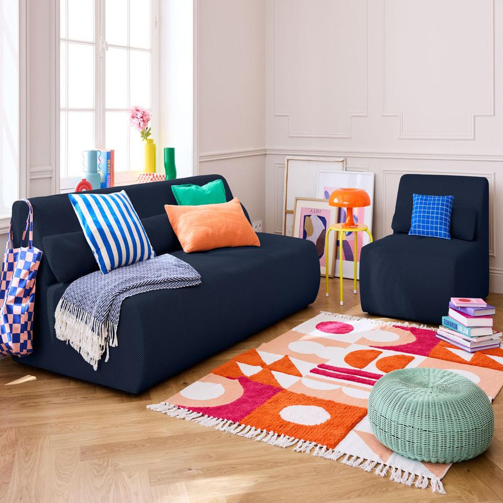 Voir la diapositive 1 : LISA DESIGN Onyx - canapé droit 3 places - en tissu mailles 3d