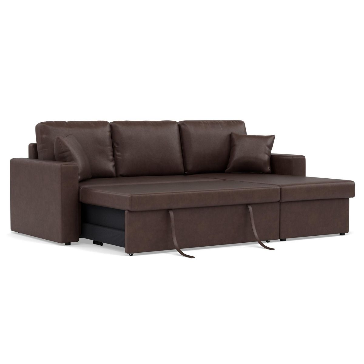BEST MOBILIER Cyrus - canapé d'angle réversible 4 places - convertible avec coffre - en simili