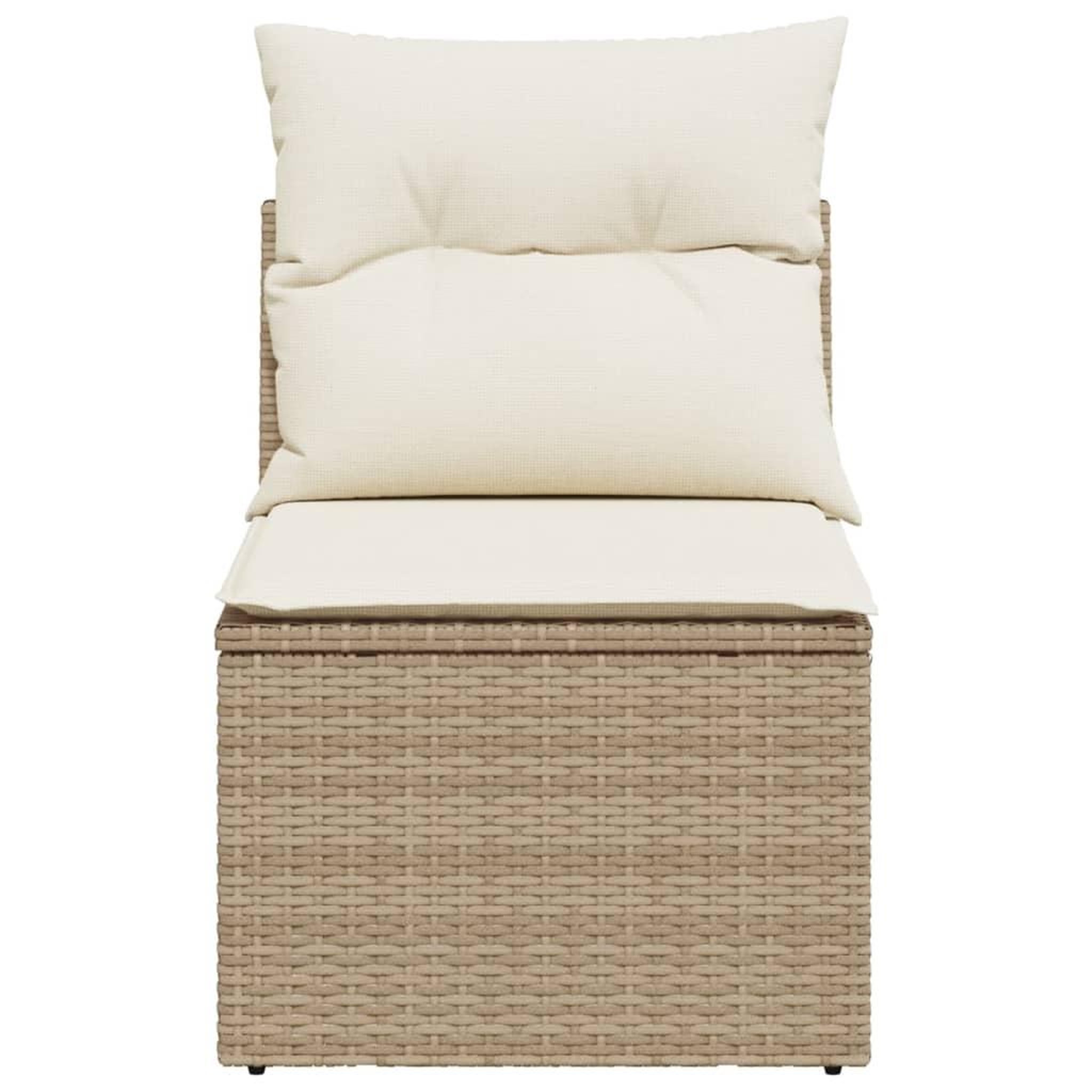 Voir la diapositive 4 : VIDAXL Chaise de jardin sans accoudoirs avec coussins beige poly rotin