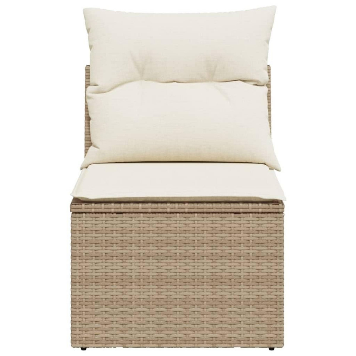VIDAXL Chaise de jardin sans accoudoirs avec coussins beige poly rotin