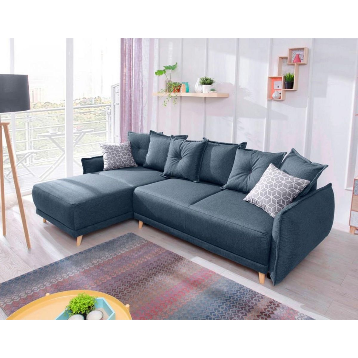 BEST MOBILIER Lena - canapé d'angle réversible convertible - 4 places - style scandinave