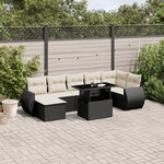 VIDAXL Salon de jardin 8 pcs avec coussins noir resine tressee