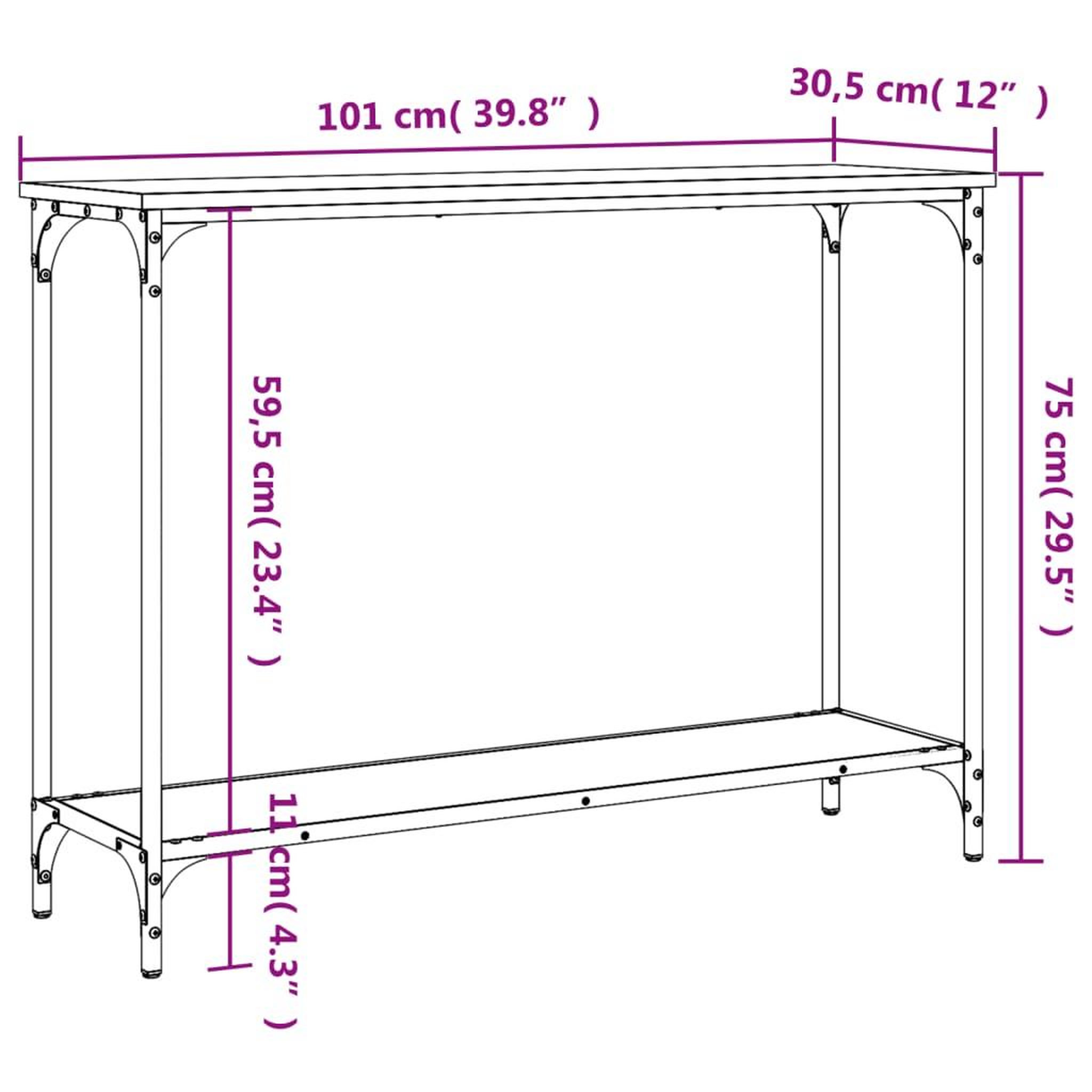 Voir la diapositive 6 : VIDAXL Table console chene marron 101x30,5x75 cm bois d'ingenierie