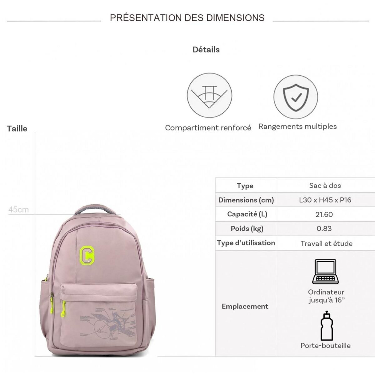 Cactus Sac à dos porte-ordinateur 16