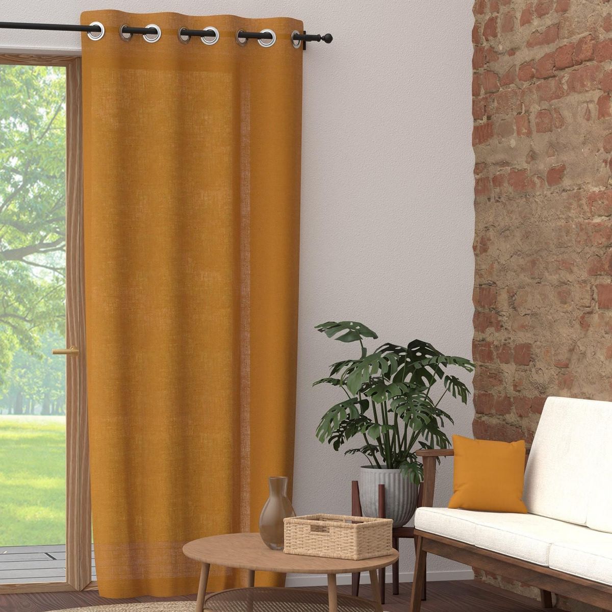 SOLEIL D'OCRE Rideau à oeillets pur coton PANAMA, par Soleil d'Ocre