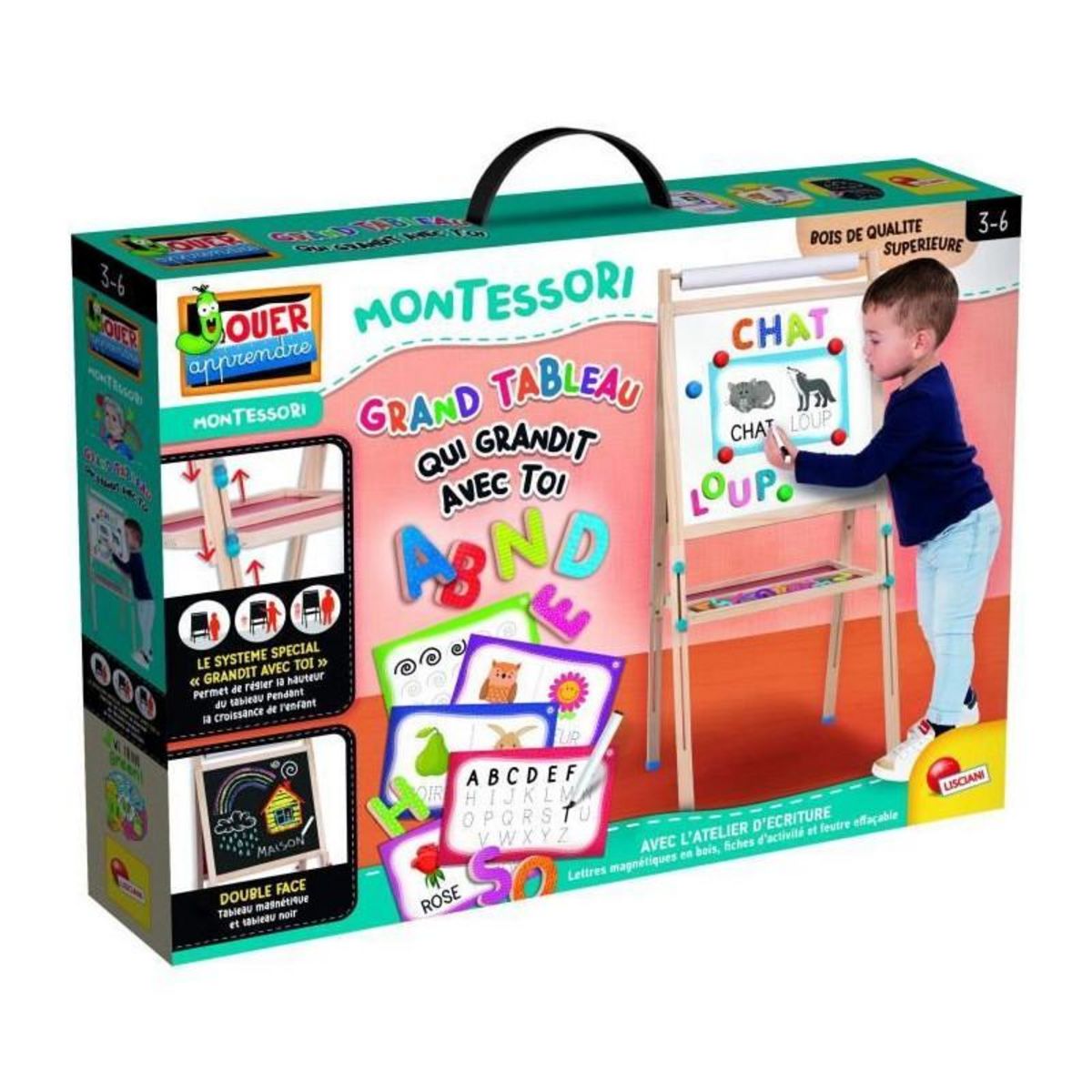 LISCIANI GIOCHI Maxi tableau réglable pour enfants - LISCIANI - Idéal pour apprendre a lire et écrire