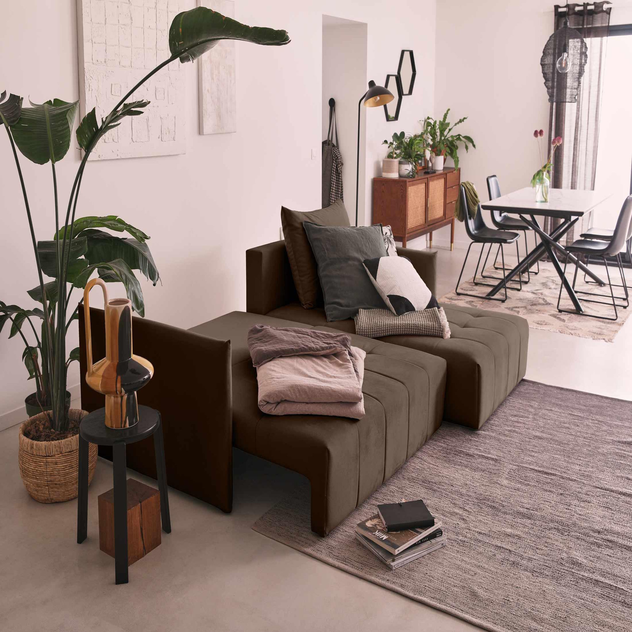 Voir la diapositive 3 : BEST MOBILIER Petra - canapé d'angle réversible - convertible avec coffre - 4 places - en velours
