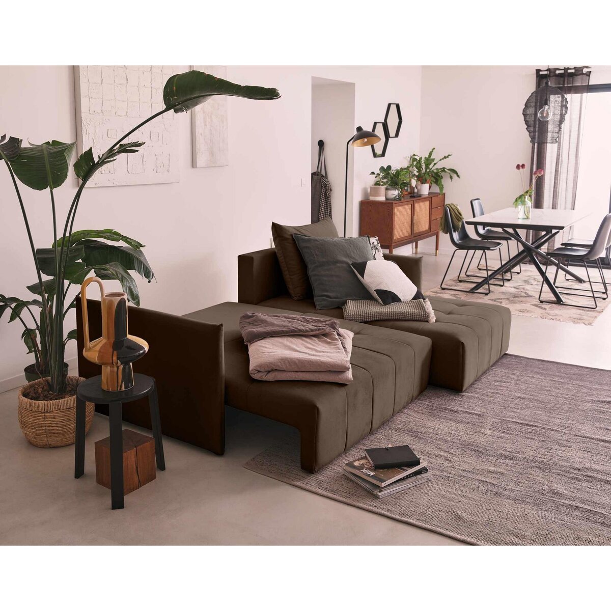 BEST MOBILIER Petra - canapé d'angle réversible - convertible avec coffre - 4 places - en velours