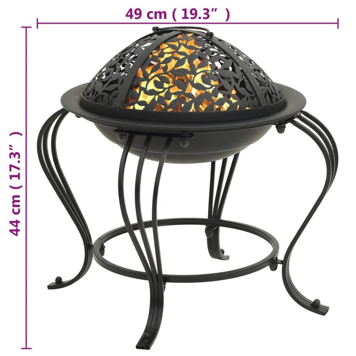 VIDAXL Foyer avec tisonnier 49 cm acier