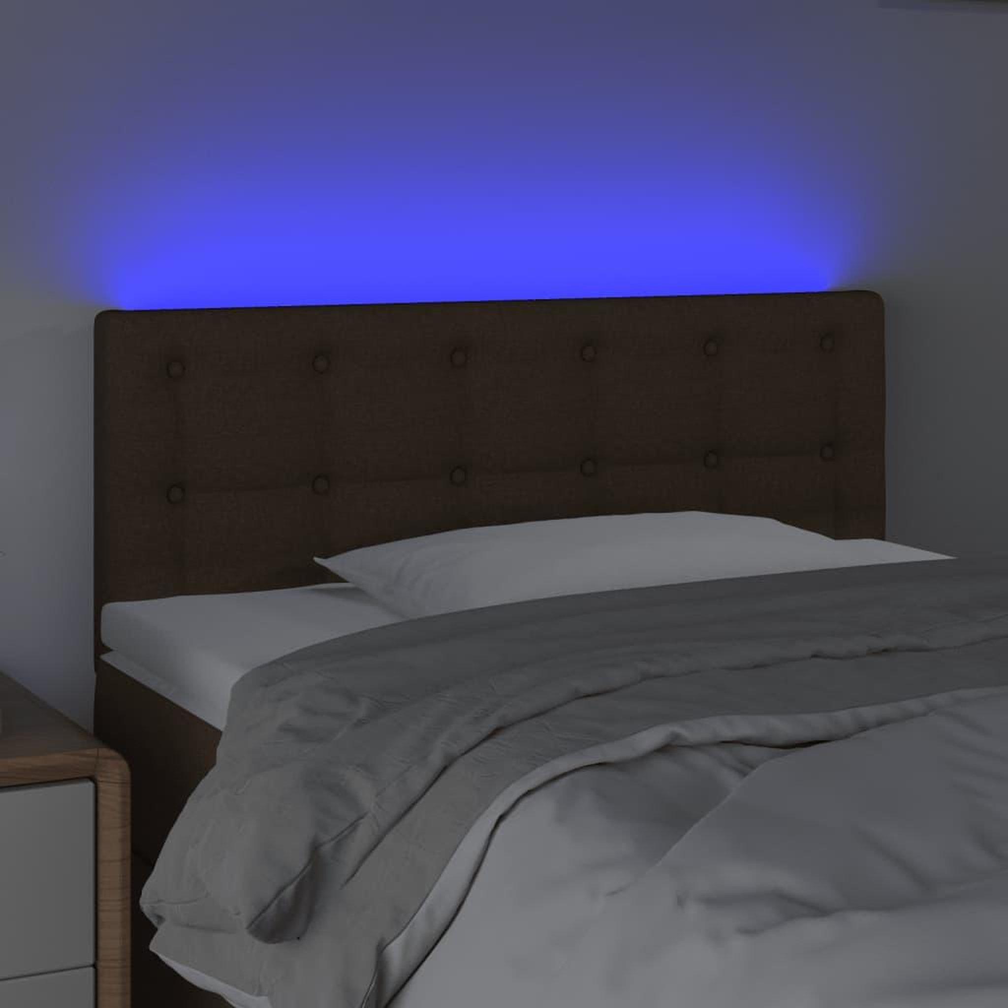 Voir la diapositive 3 : VIDAXL Tete de lit a LED Marron Fonce 80x5x78/88 cm Tissu