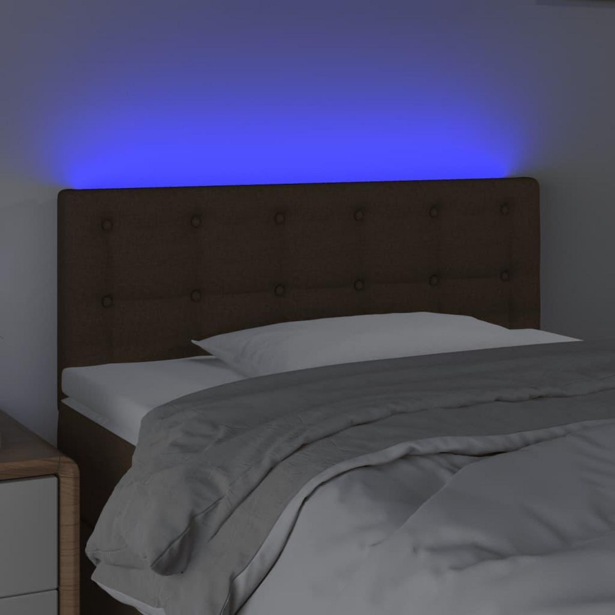 VIDAXL Tete de lit a LED Marron Fonce 80x5x78/88 cm Tissu