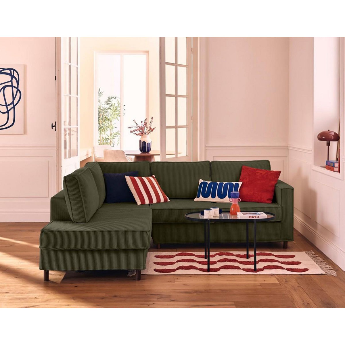 LISA DESIGN Jake - canapé déhoussable d'angle gauche 5 places en velours côtelé