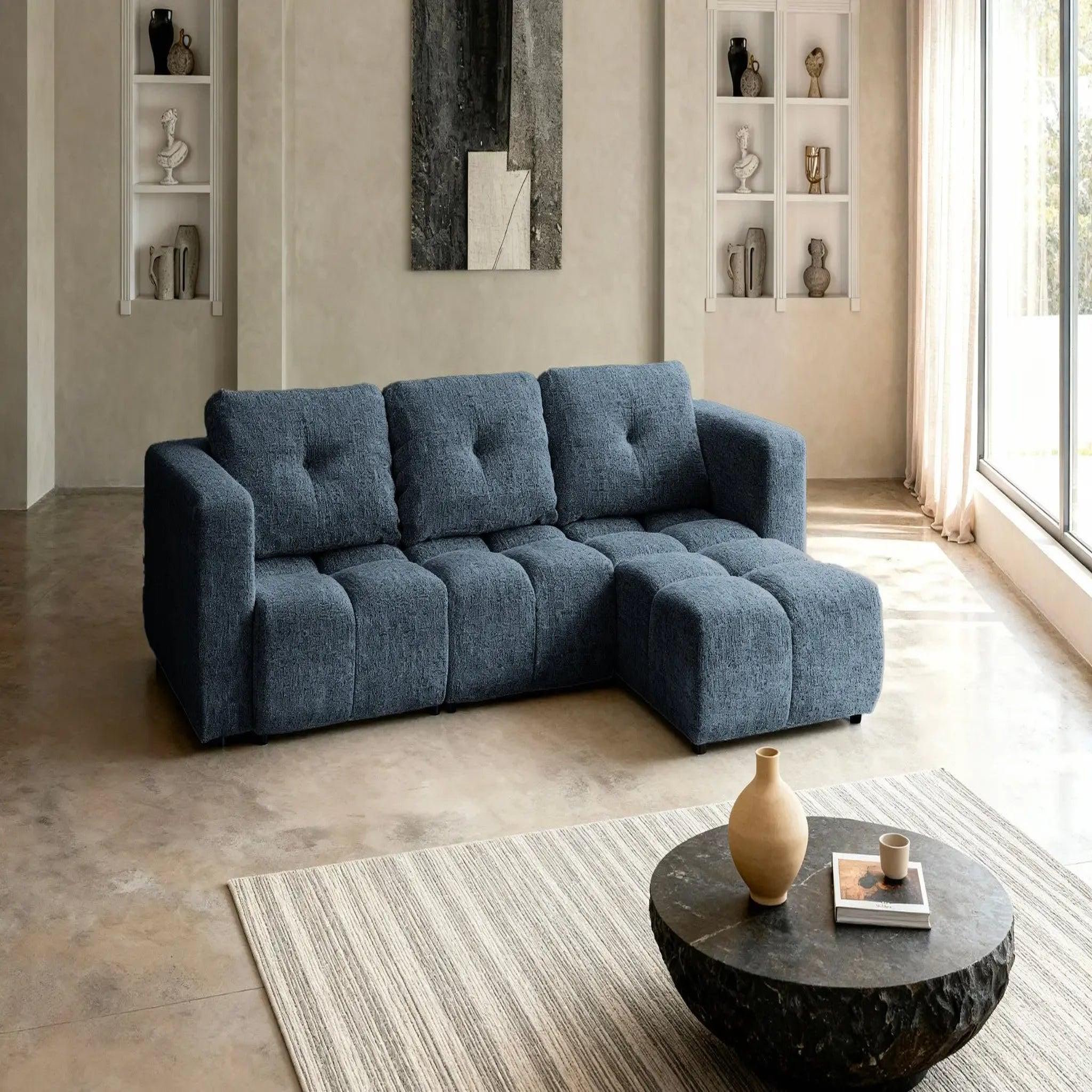 Voir la diapositive 2 : CASANOVA PARIS Romy 4 places - canapé d'angle convertible tissu chenille 4 places