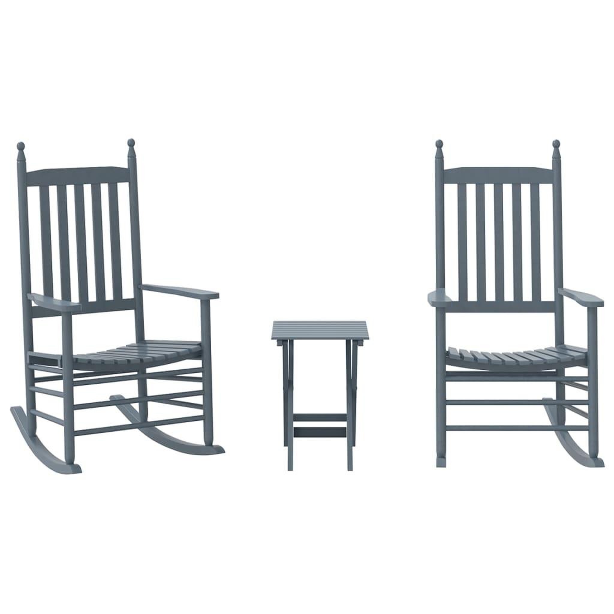 Voir la diapositive 2 : VIDAXL Chaises a bascule lot de 2 table pliable gris massif peuplier