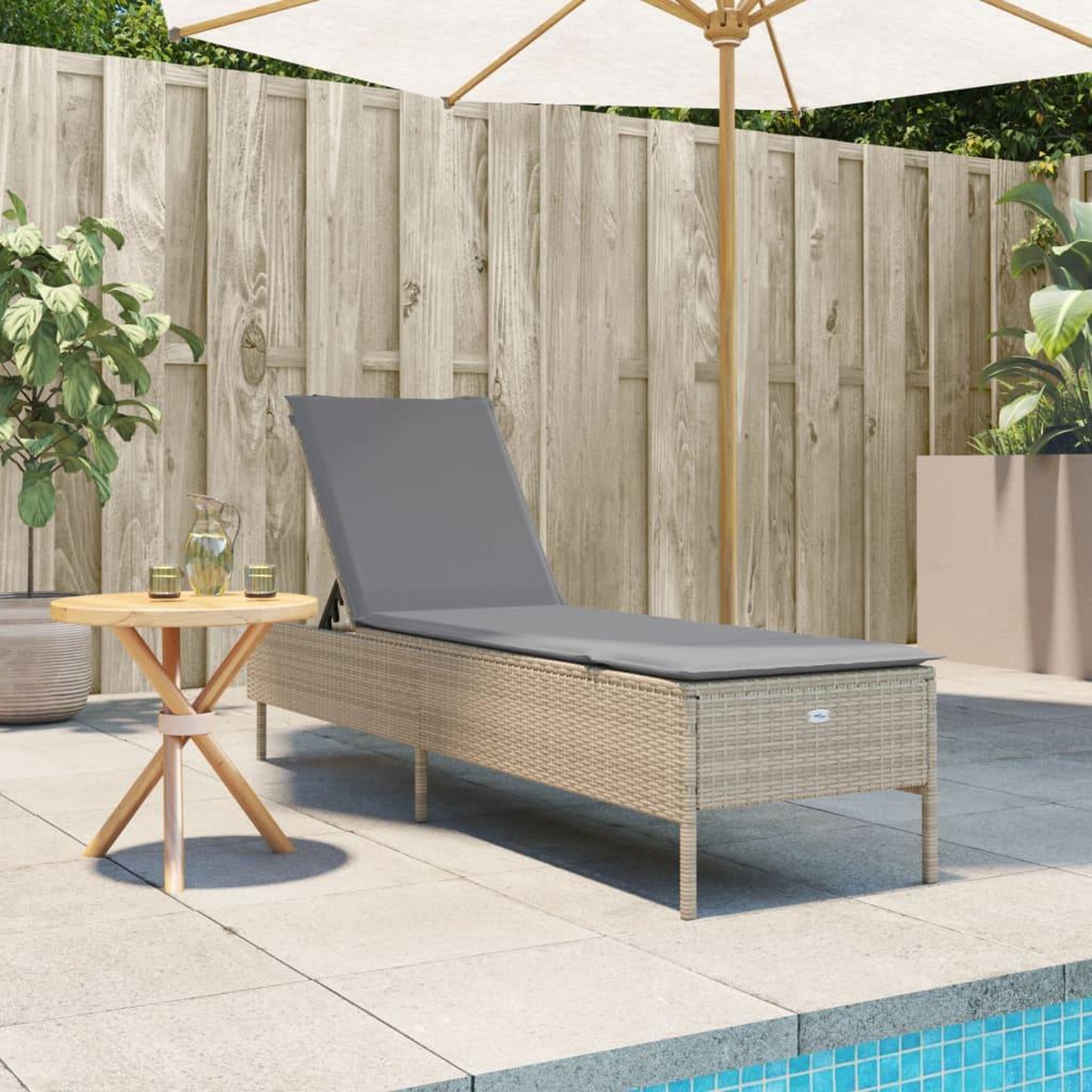 Voir la diapositive 3 : VIDAXL Chaise longue avec coussin beige resine tressee