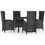 Voir la diapositive 2 : VIDAXL Ensemble a manger de jardin coussins 5pcs Noir Resine tressee