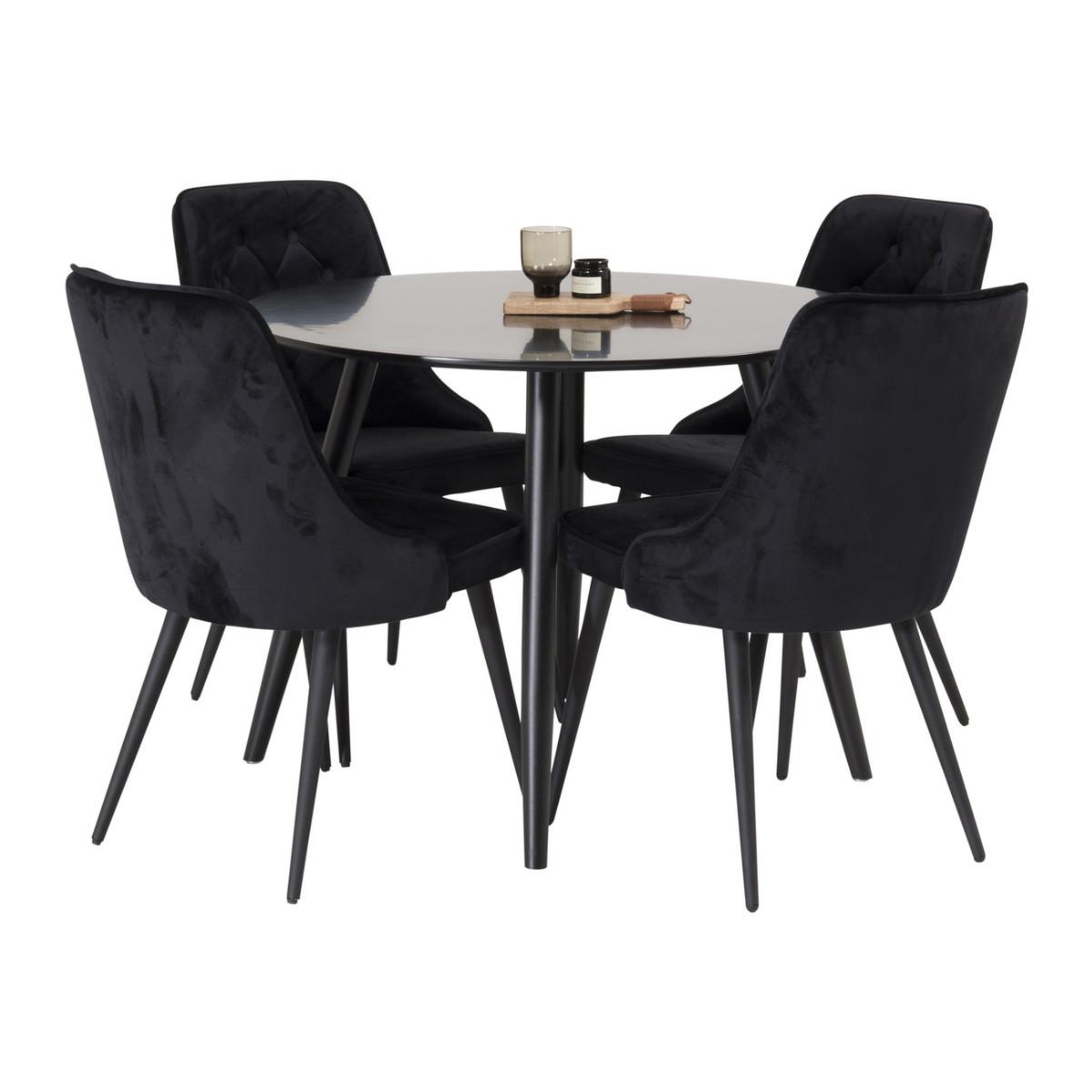 Paris Prix Ensemble table à manger & 4 chaises  plaza & deluxe  100cm noir
