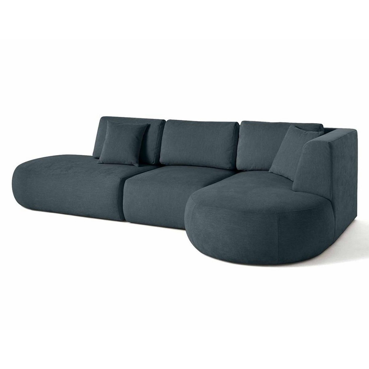 LISA DESIGN Santorini - canapé modulable d'angle droit + pouf - 5 places - en tissu texturé