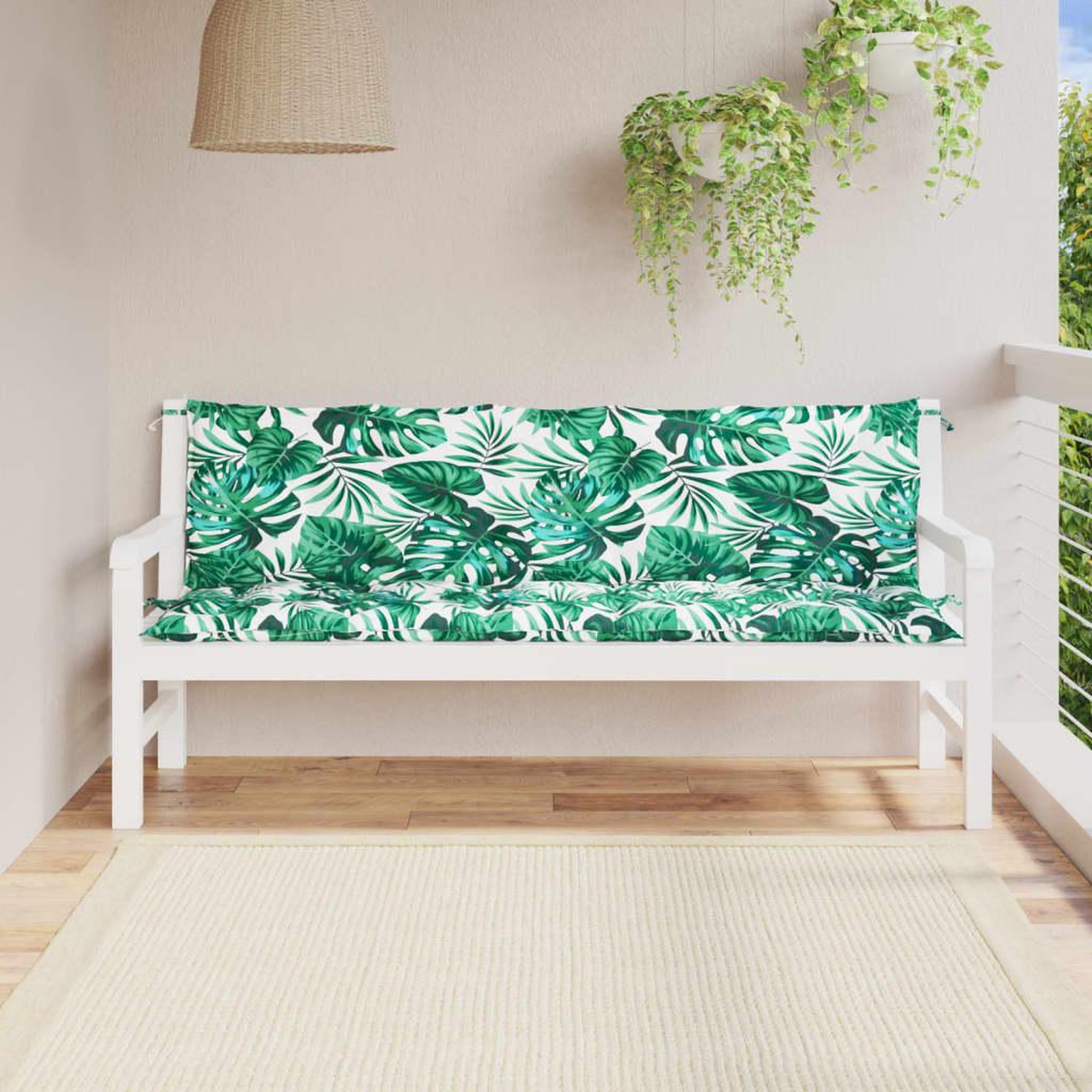 VIDAXL Coussins de banc de jardin lot de 2 motif de feuilles