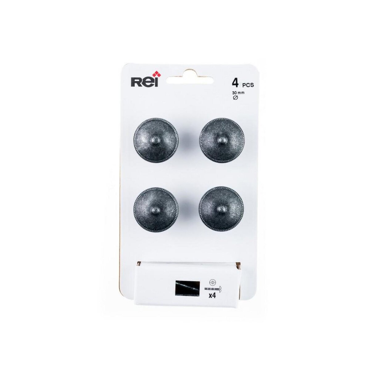 CENTRALE BRICO Lot de 4 boutons de meuble Rond zamak vieilli H.22 x l.30 x P.30 mm