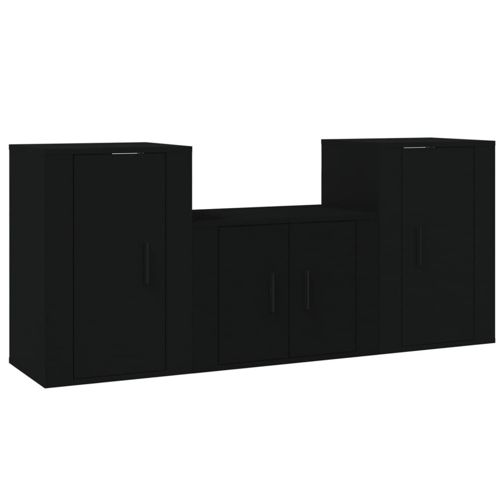 Voir la diapositive 2 : VIDAXL Ensemble de meubles TV 3 pcs Noir Bois d'ingenierie