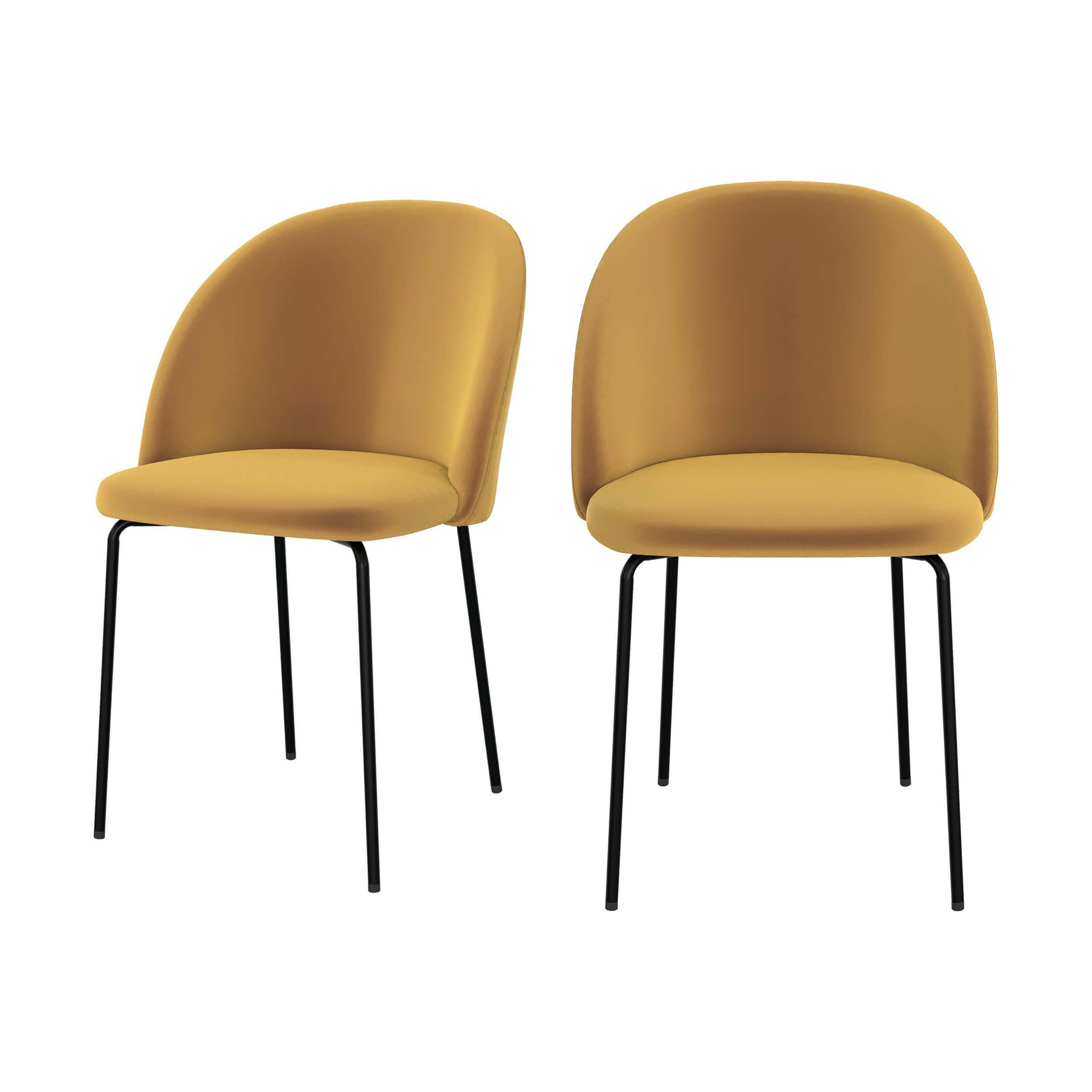 MAISON PAVANE Lot de 2 chaises en velours jaune moutarde-karl