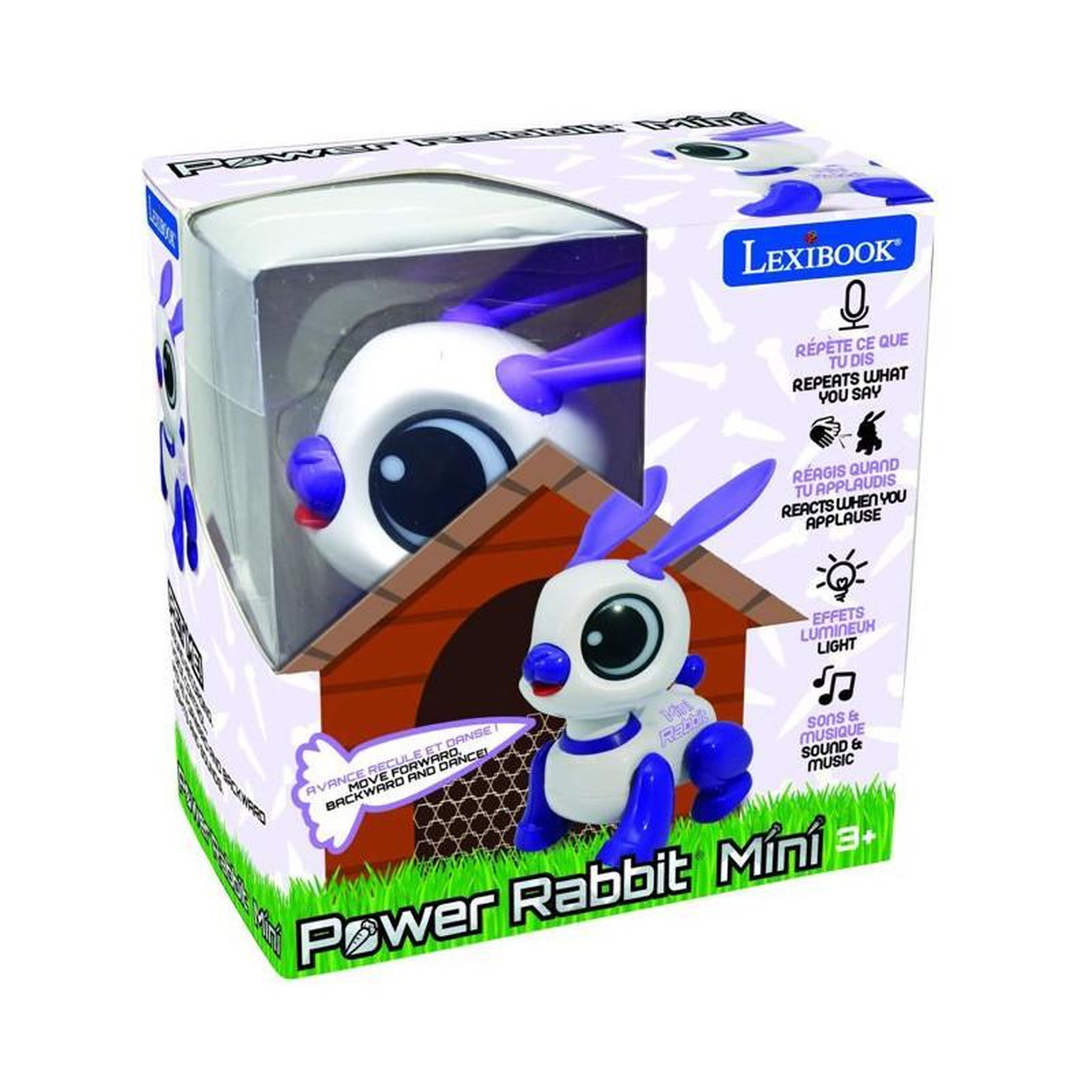 Voir la diapositive 3 : Lexibook Power Rabbit Mini - Robot lapin avec effets lumineux et sonores, contrôle par claquement de main, répétition