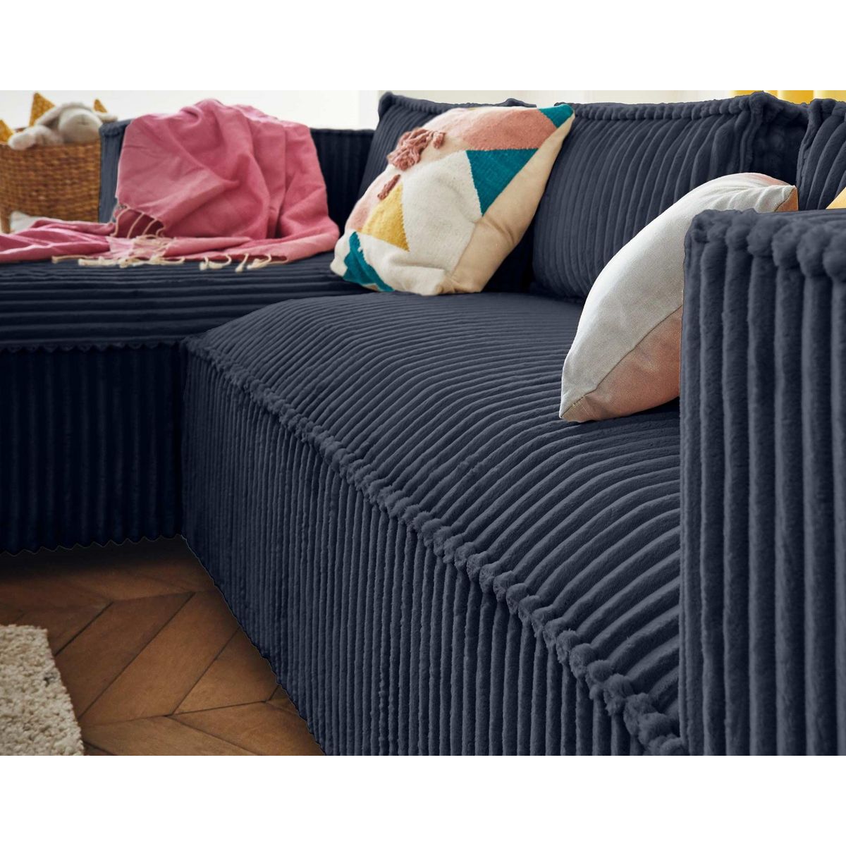 LISA DESIGN Stella - canapé d'angle gauche - 4 places - en velours côtelé grosses côtes