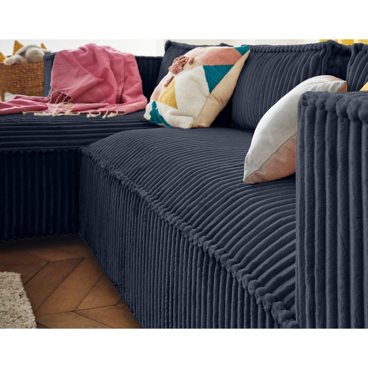 LISA DESIGN Stella - canapé d'angle gauche - 4 places - en velours côtelé grosses côtes