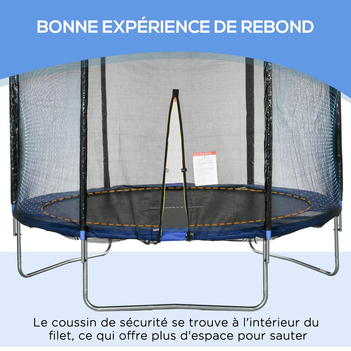 HOMCOM Trampoline d'extérieur Ø 305 cm avec filet de sécurité, poteaux rembourrés et échelle