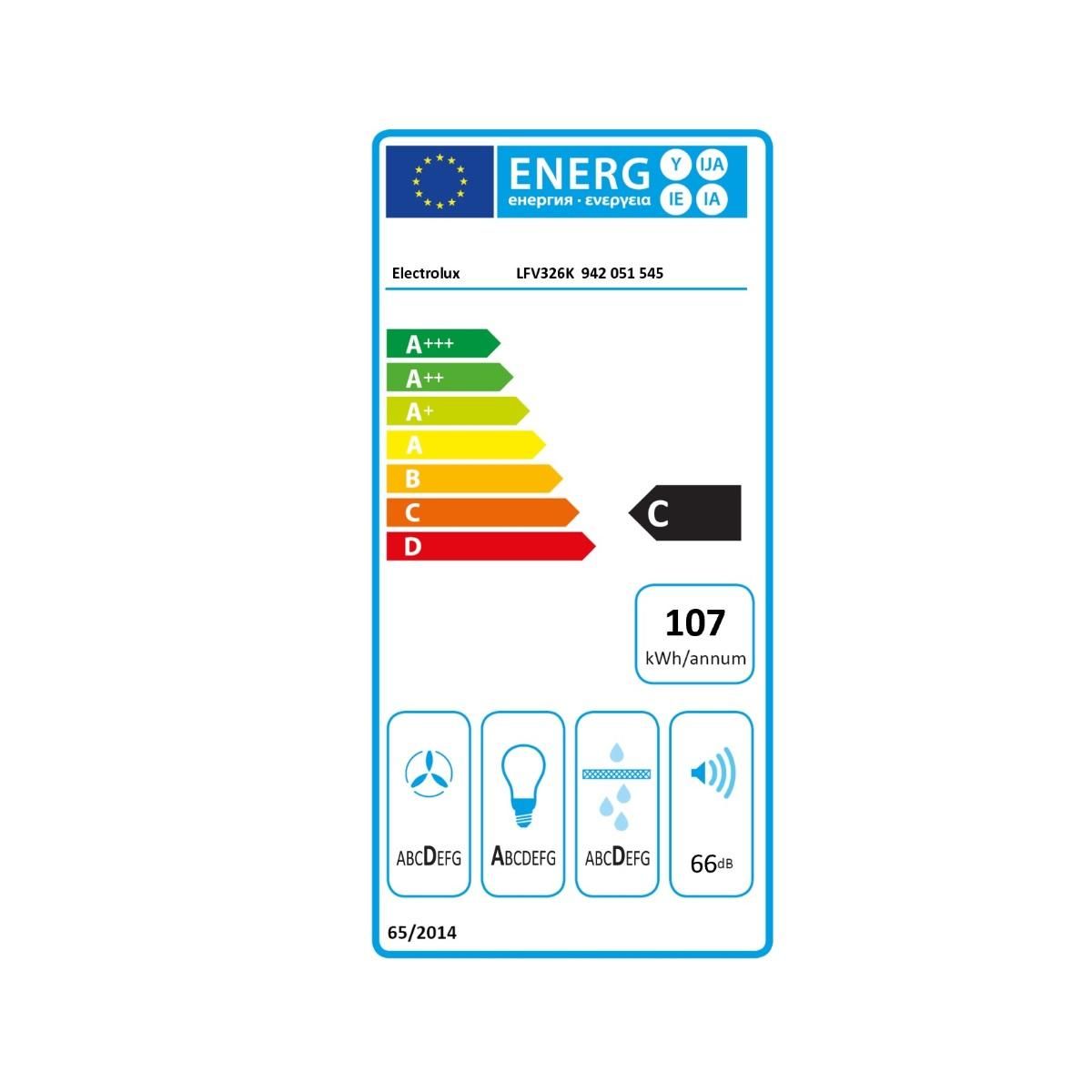 ELECTROLUX Hotte décorative murale 60cm 600m3/h noir - LFV326K